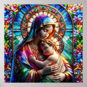 Jungfrau Mary and Baby Jesus Halted Glass Poster (Vorne)