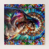Jungfrau Mary and Baby Jesus Halted Glass Puzzle (Horizontal)