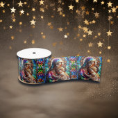 Jungfrau Mary and Baby Jesus Halted Glass Satinband