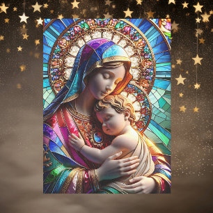 Jungfrau Mary and Baby Jesus Halted Glass Seidenpapier
