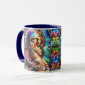 Jungfrau Mary and Baby Jesus Halted Glass Tasse (Vorderseite Links)