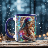 Jungfrau Mary and Baby Jesus Halted Glass