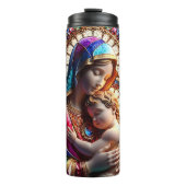 Jungfrau Mary and Baby Jesus Halted Glass Thermosbecher (Vorderseite)