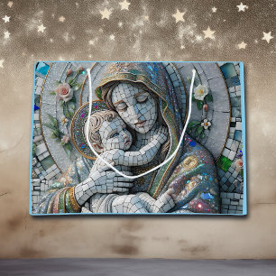 Jungfrau Mary and Baby Jesus Mosaikstatue Große Geschenktüte