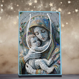 Jungfrau Mary and Baby Jesus Mosaikstatue Mittlere Geschenktüte