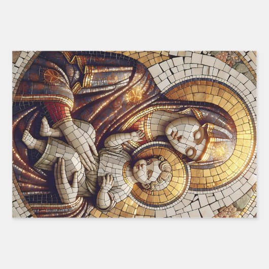 Jungfrau Mary and Baby Jesus | Mosaikwein Geschenkpapier Set (Vorderseite 3)