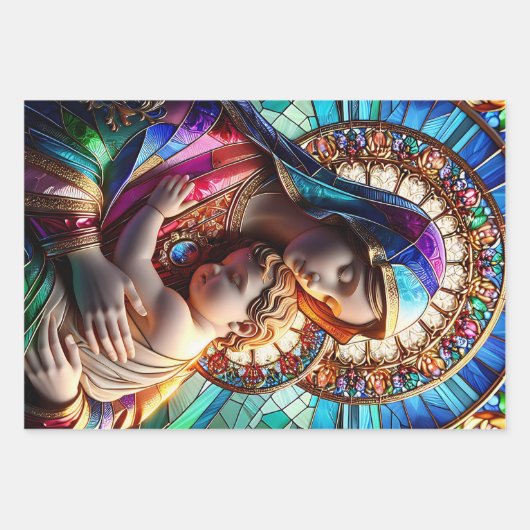Jungfrau Mary and Baby Jesus | Mosaikwein Geschenkpapier Set (Vorderseite 2)