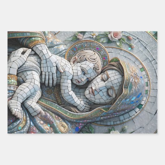Jungfrau Mary and Baby Jesus | Mosaikwein Geschenkpapier Set (Vorderseite)