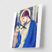 Jungfrau Mary and Child von Marianne Stokes Quadratische Wanduhr (Winkel)