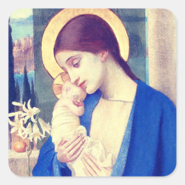 Jungfrau Mary and Child von Marianne Stokes Quadratischer Aufkleber