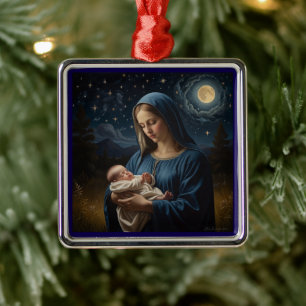 Jungfrau Mary and Jesus Staright Weihnachten Ornament Aus Metall