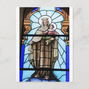 Jungfrau Mary baby Jesus Christ Buntglasfenster Postkarte