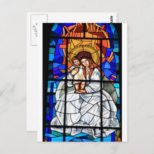 Jungfrau Mary baby Jesus Christ Buntglasfenster Postkarte (Vorne/Hinten)