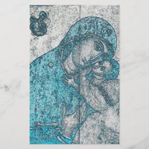 Jungfrau-Mary-Baby-Jesus-Engels-Porträt-Vintages Briefpapier