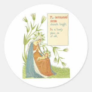 Jungfrau Mary Baby Jesus Garden Blume Art Runder Aufkleber