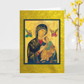 Jungfrau Mary & Baby Jesus Icon auf Gold Karte (Gelbe Blume)