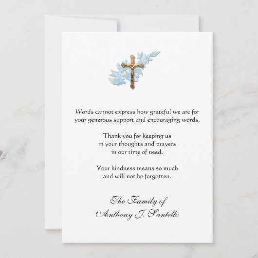 Jungfrau Mary Beerdigung Beileid Heilige Karte Dan (Rückseite)