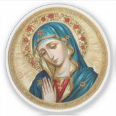 Jungfrau Mary beten mit einem Kreis roter Blume Aufkleber (Vorderseite)