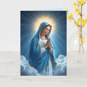 Jungfrau Mary Blue Beileid Karte (Gelbe Blume)