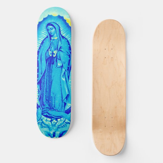Jungfrau Mary Blue Skate Deck Skateboard (Vorderseite)