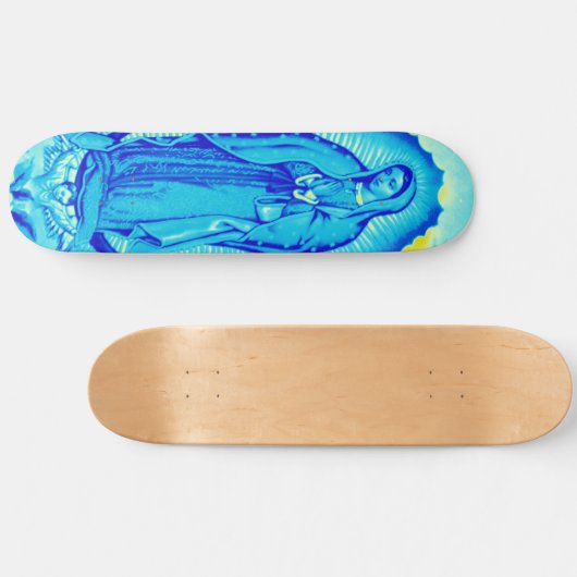 Jungfrau Mary Blue Skate Deck Skateboard (Horizontal)