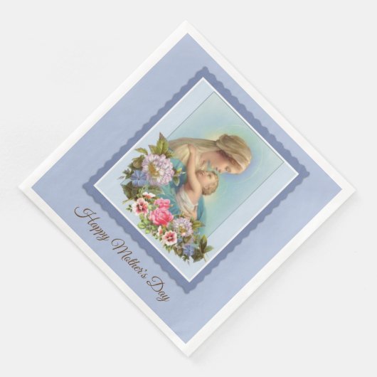 Jungfrau Mary Child Jesus Pink Blumen Mutter Serviette (Ecke)