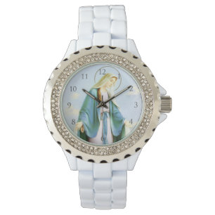 Jungfrau Mary_Crescent Mond _With Zahl-Uhr Armbanduhr