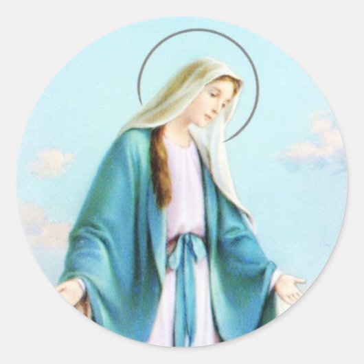 Jungfrau Mary Crescent Moon Runder Aufkleber (Vorderseite)