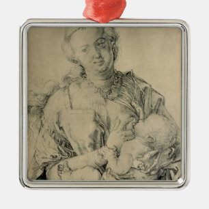 Jungfrau Mary, die das Christus-Kind, 1512 säugt Silbernes Ornament