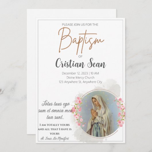 Jungfrau Mary Einladung für Taufe