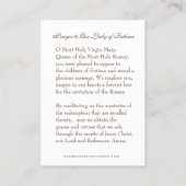 Jungfrau Mary Fatima Gebet Rosary katholische Viol Visitenkarte (Rückseite)