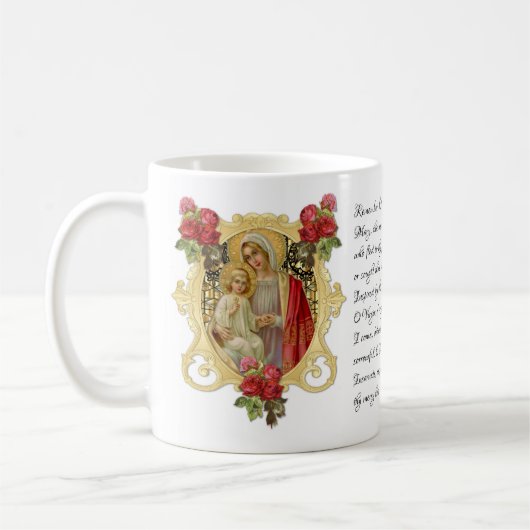 Jungfrau Mary Floral Jesus Memorare Gebet Kaffeetasse (Links)