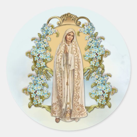 Jungfrau Mary floral Religiöse Lady of Fatima Clas Runder Aufkleber (Vorderseite)