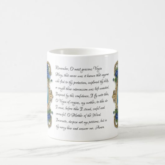 Jungfrau Mary Floral religiöse Memorare Gebet Kaffeetasse (Mittel)