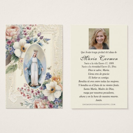 Jungfrau Mary Funeral Gedenkgebet (Vorne & Hinten)