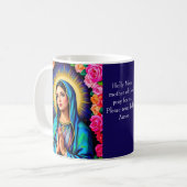 Jungfrau Mary Gebet Lebhafter Blumenkaffee Kaffeetasse (Vorderseite Links)