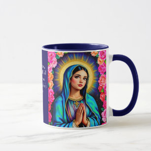 Jungfrau Mary Gebet Lebhafter Blumenkaffee Tasse