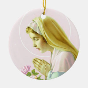 Jungfrau-Mary-Gebet _Pink Rose_Ornament Keramik Ornament