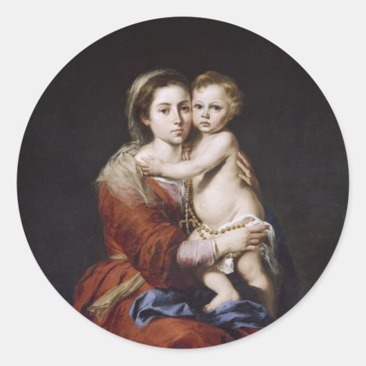 Jungfrau Mary - Gottesmutter - Junge Jesus - Runder Aufkleber (Vorderseite)