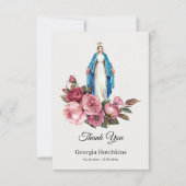 Jungfrau Mary Große Rote Rosen Katholische Beerdig Dankeskarte (Vorderseite)