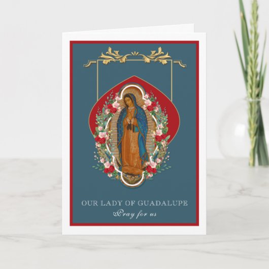Jungfrau Mary Guadalupe Religiöse Vintage Rose Karte (Vorderseite)