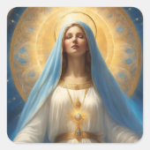 Jungfrau Mary Halo Himmlisch Pose Sweet Face Quadratischer Aufkleber (Vorderseite)