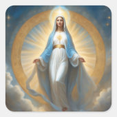 Jungfrau Mary Halo Himmlisch Vertretung Quadratischer Aufkleber (Vorderseite)