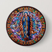 Jungfrau Mary in Blue Robe Replik verkleidetes Gla Button (Vorderseite)