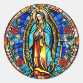 Jungfrau Mary in Gebet Katholische Heilige gestanz Runder Aufkleber (Vorderseite)