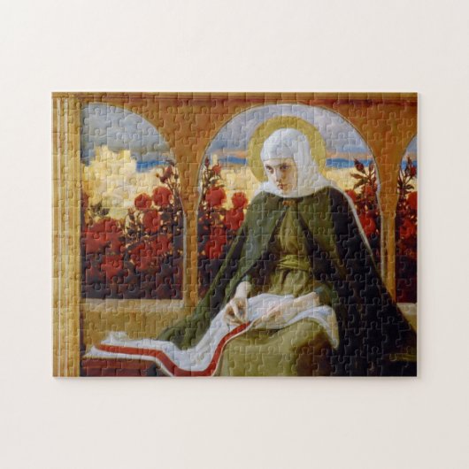 Jungfrau Mary in the Rose Garden (Albert Edelfelt) Puzzle (Horizontal)