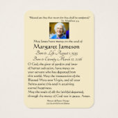Jungfrau Mary Jesus Beerdigung Gedenkkarte (Rückseite)