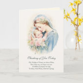 Jungfrau Mary Jesus denkt an euch Gebet Karte (Gelbe Blume)