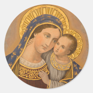 Jungfrau Mary Jesus Guten Rat katholische Religiös Runder Aufkleber