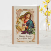 Jungfrau Mary Jesus katholischer Priester Geburtst Karte (Gelbe Blume)